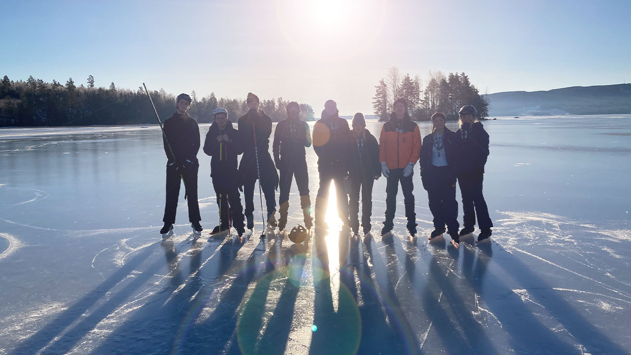 Långfärdsskridskor i strålande sol